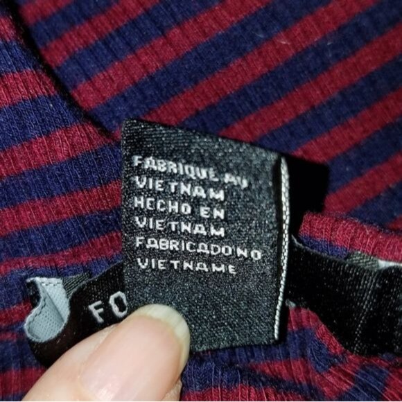 Forever 21 Shirt Crop Top Navy Maroon Strip Jr Juniors Extra Small WOMEN'S - Picture 8 of 9